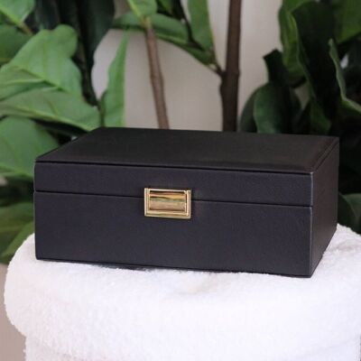 Louise leather jewelry box - Black