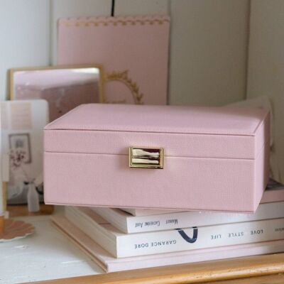 Louise leather jewelry box - Pink