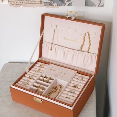 Louise leather jewelry box - Camel