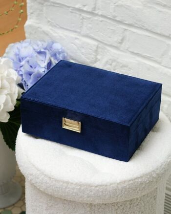 Boîte à bijoux Louise en velours - Bleu marine 1