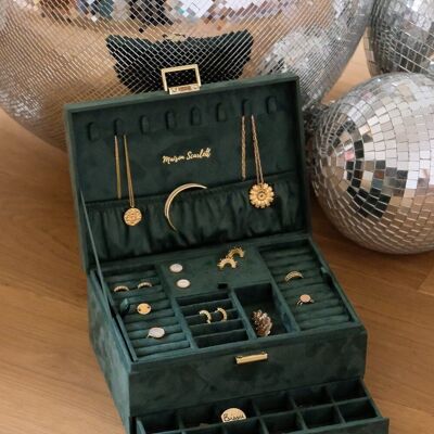 Denise Velvet Jewelry Box - Green