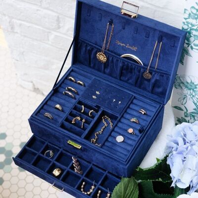 Denise velvet jewelry box - Navy blue