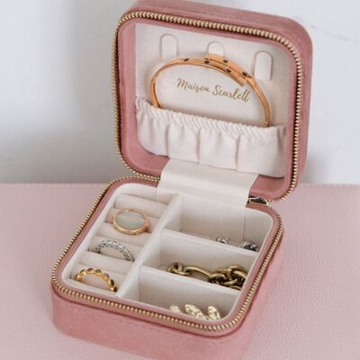 Corinne Velvet Travel Jewelry Box - Pink