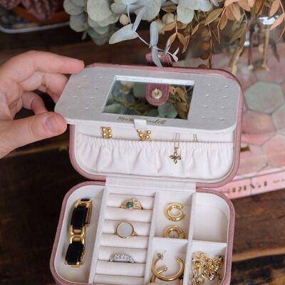 Brigitte Velvet Travel Jewelry Box - Pink