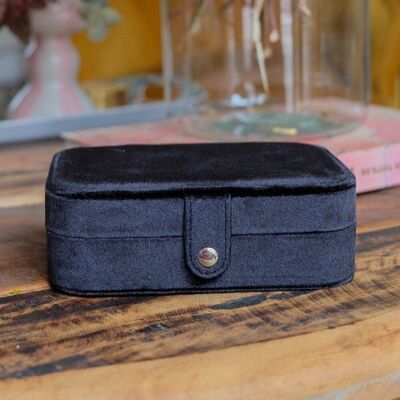 Brigitte Velvet Travel Jewelry Box - Black