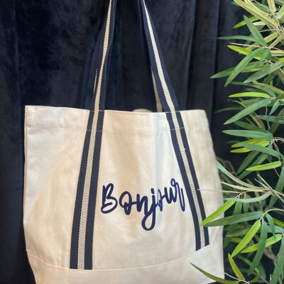 Shopping bag Ecru/Navy