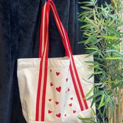 Shopping bag Ecru/Red