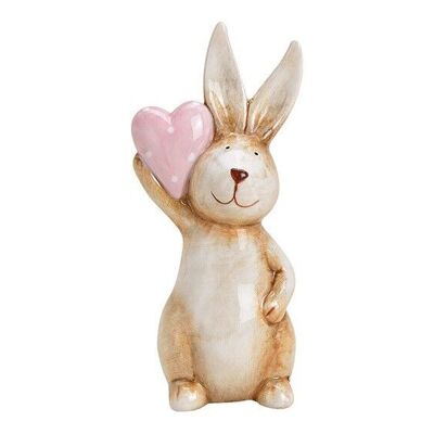 Coniglietto con cuore in ceramica beige (L/A/P) 5x12x4cm