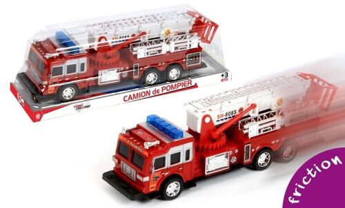 TURBO CHALLENGE - Camion de Pompier - City - 020190 - 1/38 - Véhicule Friction - Rouge - Plastique - Feu - Incendie - Jouet Enfant - À Partir de 3 ans