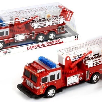 TURBO CHALLENGE - Camion de Pompier - City - 020190 - 1/38 - Véhicule Friction - Rouge - Plastique - Feu - Incendie - Jouet Enfant - À Partir de 3 ans