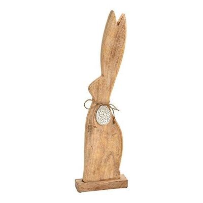 Mango wood rabbit with metal egg pendant brown (W / H / D) 18x61x6cm