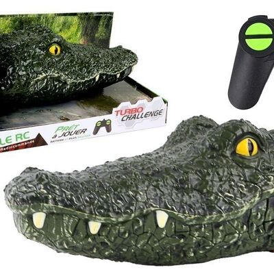 TURBO CHALLENGE - Crocodile - Animals - 094876 - Bateau Télécommandé - Vert - 1/3 - Prêt à Naviguer - Batterie Rechargeable et Piles incluses - Plastique - À Partir de 6 ans