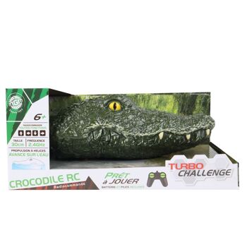 TURBO CHALLENGE - Crocodile - Animals - 094876 - Bateau Télécommandé - Vert - 1/3 - Prêt à Naviguer - Batterie Rechargeable et Piles incluses - Plastique - À Partir de 6 ans 3