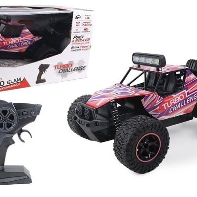 TURBO CHALLENGE - Off Road Glam - Elite - 1/14 - 098458 - Voiture Télécommandée - Rose - Prêt à Rouler - 2 Batteries - Batterie Rechargeable et Piles incluses - Métal - À Partir de 6 ans