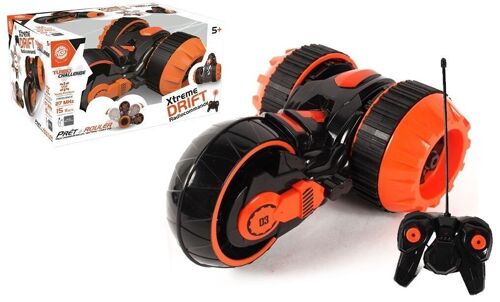 TURBO CHALLENGE - Xtreme Cascade - Drift - 095201 - Voiture Télécommandée - Noir et Orange - 1/16 - Prêt à Rouler - Batterie Rechargeable et Piles incluses - Plastique - À Partir de 6 ans