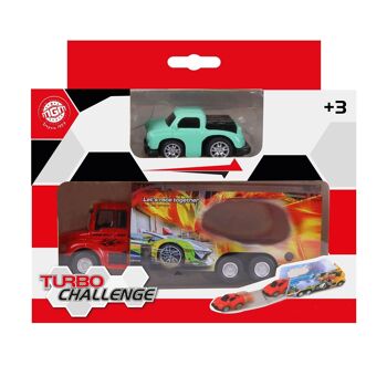 TURBO CHALLENGE - Camion de Transport Catapulte - Die Cast - 020312 - 1/28 - Voiture Rétro-friction et Roues Libres - Modèle Aléatoire - Métal - À Partir de 3 ans 3