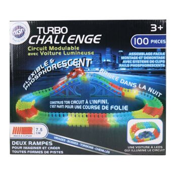 TURBO CHALLENGE - Circuit Glow - 100 pieces - 092100 - Véhicule Roues Libres - Multicolore - Plastique - Jouet Enfant - Voiture - Cadeau - À Partir de 3 ans 3