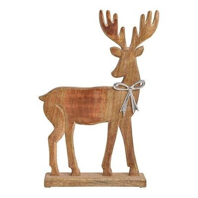 Moose stand with metal bow made of mango wood brown (W / H / D) 30x47x7cm