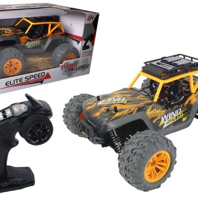 TURBO CHALLENGE - 4X4 Wind Speed - Elite Speed - 099183 - Voiture Télécommandée - Gris et Jaune - 1/14 - Prêt à Rouler - Batterie Rechargeable et Piles incluses - Plastique - À Partir de 8 ans