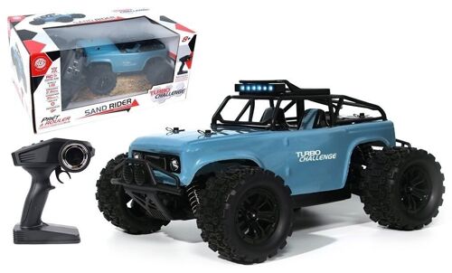 TURBO CHALLENGE - Sand Rider - 4X4 - 092302 - Voiture Télécommandée - Bleu - 1/18 - Prêt à Rouler - Batterie Rechargeable et Piles incluses - Plastique - À Partir de 8 ans