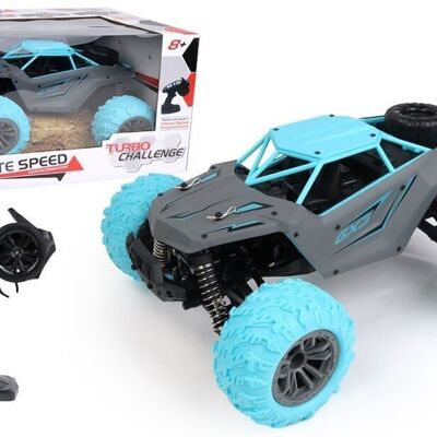 TURBO CHALLENGE - 4X4 GX3 - Elite Speed - 099184 - Voiture Télécommandée - Bleu - 1/14 - Prêt à Rouler - Batterie Rechargeable et Piles incluses - Plastique - À Partir de 8 ans