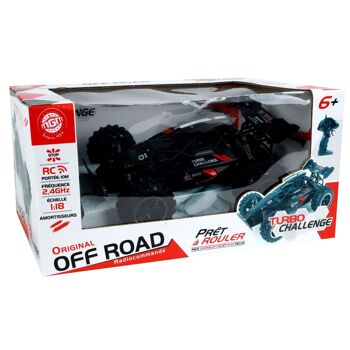 TURBO CHALLENGE - Off Road - Racing - 097726 - Voiture Télécommandée - Noir - 1/18 - Batterie Rechargeable et Piles incluses - Plastique - À Partir de 6 ans 2