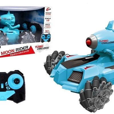 TURBO CHALLENGE - Tank - Drift - 1/18 - 092231 - Véhicule Télécommandé - Bleu - Prêt à Rouler - Option Fumée - Batterie Rechargeable et Piles incluses - Plastique - À Partir de 6 ans