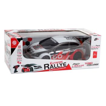 TURBO CHALLENGE - Voiture - Extreme Rallye - 099628 - Voiture Télécommandée - Rouge - 1/16 - Prêt à Rouler - Batterie Rechargeable et Piles incluses - Plastique - À Partir de 8 ans 2