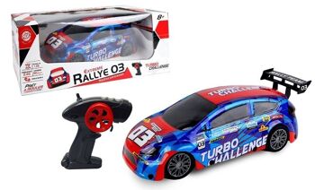 TURBO CHALLENGE - Voiture - Extreme Rallye - 099314 - Voiture Télécommandée - Bleu - 1/16 - Prêt à Rouler - Batterie Rechargeable et Piles incluses - Plastique - À Partir de 8 ans 1