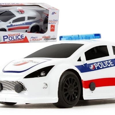 TURBO CHALLENGE - Voiture - Police - 099627 - Voiture Télécommandée - Blanc - 1/16 - Prêt à Rouler - Batterie Rechargeable et Piles incluses - Plastique - À Partir de 8 ans