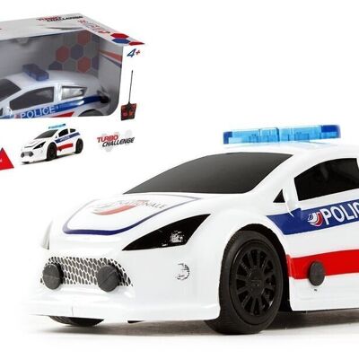 TURBO CHALLENGE - Police - Police - 099626 - Voiture Télécommandée - Blanc - 1/24 - Piles Non Incluses - Plastique - Jouet Enfant - Cadeau - À Partir de 4 ans