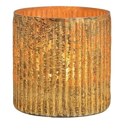 Farol de cristal dorado (An / Al / Pr) 10x10x10cm
