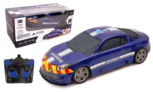 TURBO CHALLENGE - Alpine A110 - Gendarmerie - 099216 - Voiture Télécommandée - Bleu - 1/24 - Piles Non Incluses - Plastique - Jouet Enfant - Cadeau - À Partir de 6 ans