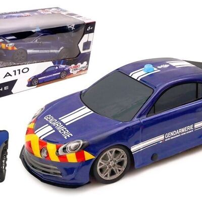 TURBO CHALLENGE - Alpine A110 - Gendarmerie - 099216 - Voiture Télécommandée - Bleu - 1/24 - Piles Non Incluses - Plastique - Jouet Enfant - Cadeau - À Partir de 6 ans