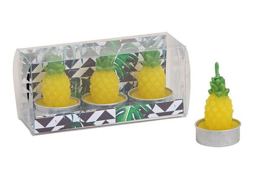 Teelicht-Set Ananas (4x6x4cm) aus Wachs Gelb 3er Set