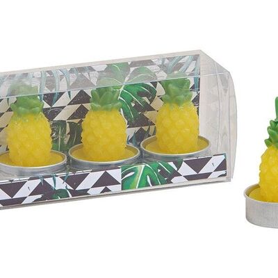 Tealight set pineapple (4x6x4cm) made of wax yellow set of 3