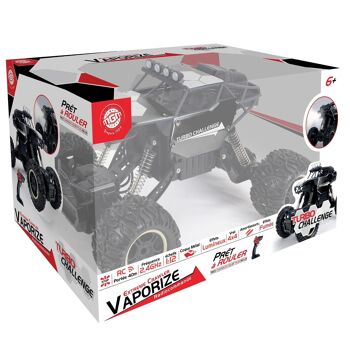 TURBO CHALLENGE - Vaporize - Extreme Crawler - 1/18 - 098404 - Voiture Télécommandée - Argent - Prêt à Rouler - Option Fumée - Batterie Rechargeable et Piles incluses - Métal - À Partir de 6 ans 2