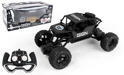 TURBO CHALLENGE - GIGN - 4X4 - 098400 - Voiture Télécommandée - Noir - 1/18 - Prêt à Rouler - Batterie Rechargeable et Piles incluses - Métal - À Partir de 4 ans