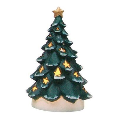 Lanterne sapin en porcelaine verte, largeur 18 cm