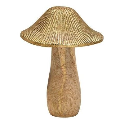 Mushroom made of metal, mango wood gold, brown (W / H / D) 12x16x12cm