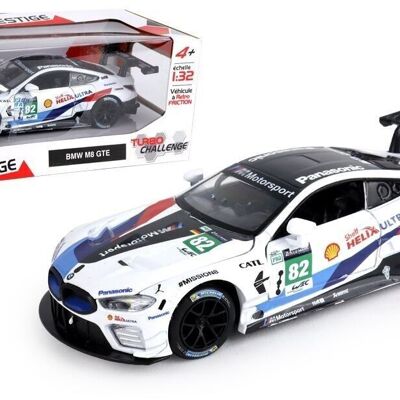 TURBO CHALLENGE - BMW M8 GTE 24H DU MANS - Die Cast - 029077 - 1/32 - Voiture Rétro-Friction - Blanc - Métal - Jouet Enfant - Cadeau - Miniature - À Partir de 4 ans