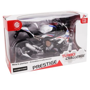 TURBO CHALLENGE - Moto BMW S1000RR - Die Cast - 029921 - 1/12 - Véhicule Roues Libres - Blanc - Métal - Jouet Enfant - Cadeau - Miniature - À Partir de 3 ans 2