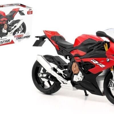 TURBO CHALLENGE - Moto BMW S1000RR - Die Cast - 029922 - 1/12 - Véhicule Roues Libres - Rouge - Métal - Jouet Enfant - Cadeau - Miniature - À Partir de 3 ans