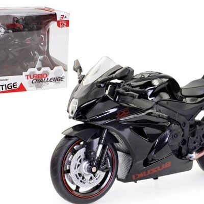 TURBO CHALLENGE - Moto Suzuki GSXR 1000 - Die Cast - 029931 - 1/12 - Véhicule Roues Libres - Noir - Métal - Jouet Enfant - Cadeaux - À Partir de 3 ans