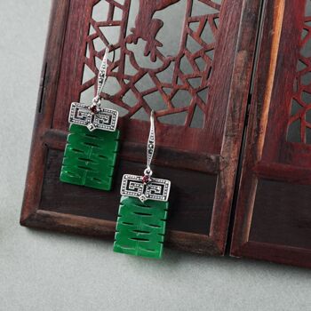 Boucle d'oreille en jade véritable avec caractère « 囍 » de style chinois 5