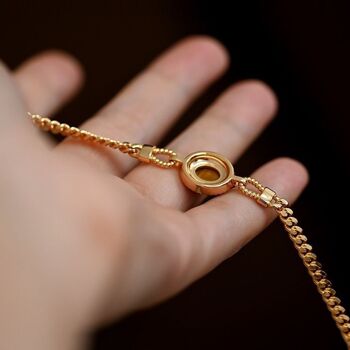 Bracelet chaîne style vintage français avec pierre oeil de tigre-Plaqué or 3