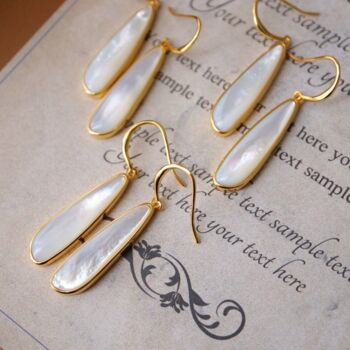 Nacre - Boucles d’oreilles chunky minimal design natural MOP drop - Vermeil doré - Qualité AAAA 2