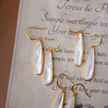 Nacre - Boucles d’oreilles chunky minimal design natural MOP drop - Vermeil doré - Qualité AAAA 5