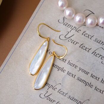 Nacre - Boucles d’oreilles chunky minimal design natural MOP drop - Vermeil doré - Qualité AAAA 6