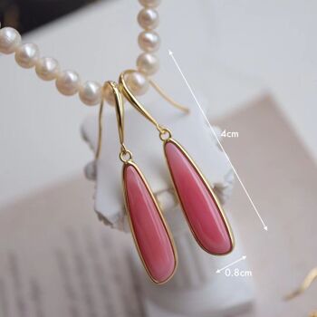Queen Pink - Chunky minimal design naturel Pink Queen Conch shell drop boucles d’oreilles - Or vermeil -AAAA Qualité 3